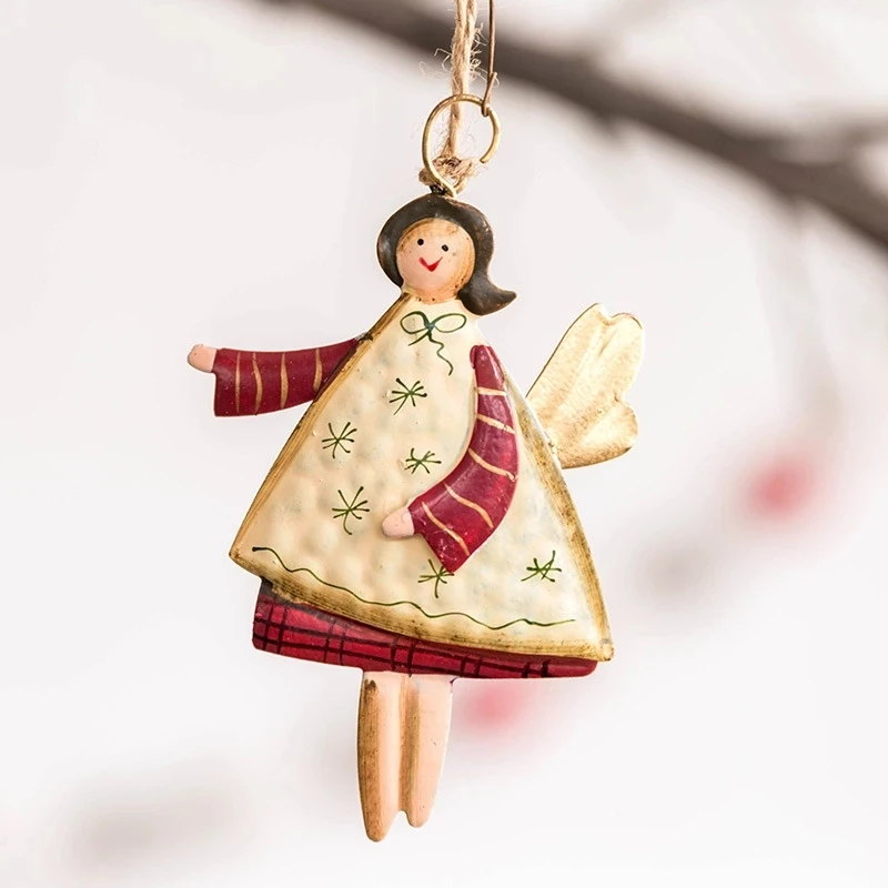 MissDeer Christmas Pendant Metal Painted Santa Claus Xmas Tree Drop Ornaments Decorations for Home Kids Toys Gift Xmas New Year