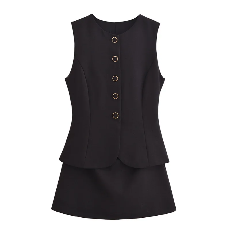 

Новые платья 2025 Женская мода Однобортный тонкий короткий жилет без рукавов Топ