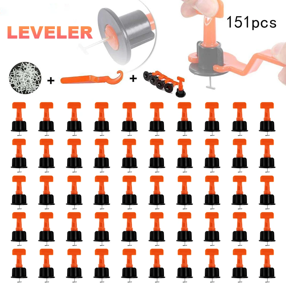 151Pcs Tile Leveling System Replaceable Needle Pin Tile Laying Level Wedges Alignment Spacers Wedge Crossers Tool for Wall Floor