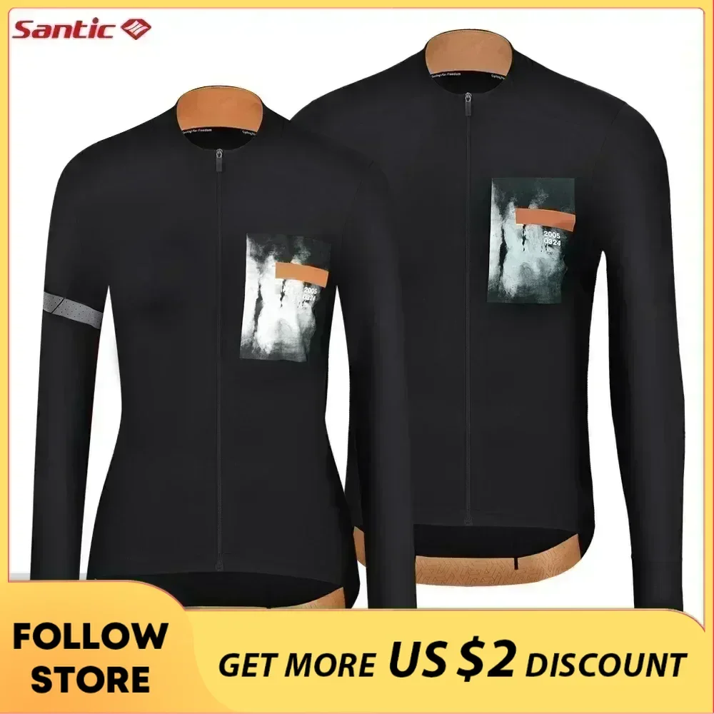 Santic Cycling Jersey Men\'s Women\'s Spring Autumn Quality Bicycle Clothing Professional Long Sleeve MTB Road Riding Bike Tops