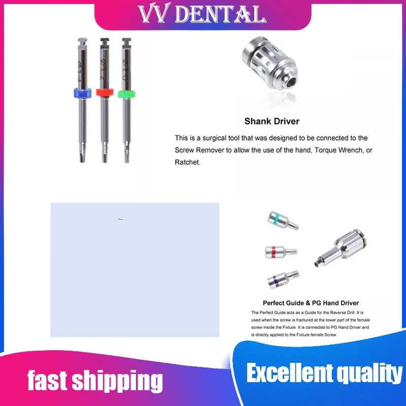 

VV Dental Implant &Fractured Screw Removal Kit Universal Implant Implant Abutment Fractured Screw Removal Kit