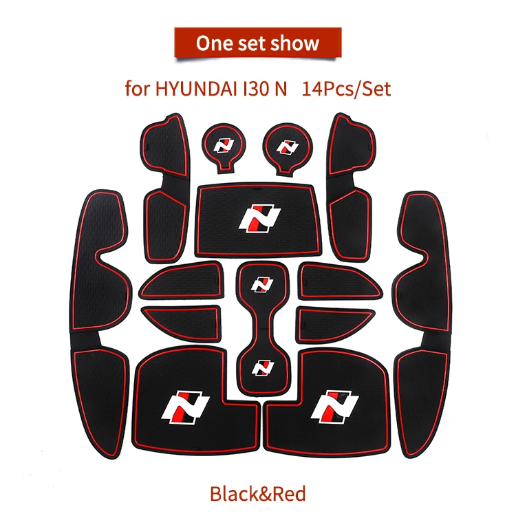 Smabee for Hyundai I30/I30 N 2017 - 2022 Anti-Slip Gate Slot Cup Mat Non-Slip Door Groove Pad Interior Accessories