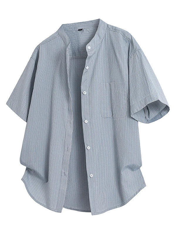 

Lightweight Breathable Comfortable Striped ort Sve irt Stand Collar Summer New Arrival Youth Feeling Wear Resistant Coat