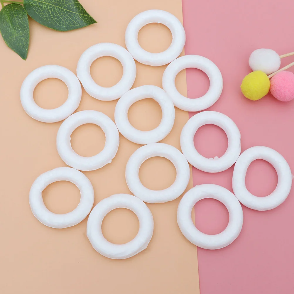 

16Pcs DIY Wreath Handcraft Accessories White Round Circle Christmas Ornament Wreath Ring Craft Ring Polystyrene Wreaths