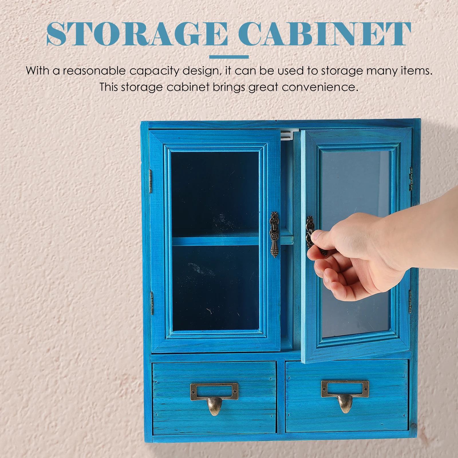 

Vintage Style Wooden Storage Double Doors Space-Saving Countertop For Kitchen Living Room Home Large Capacity Storage