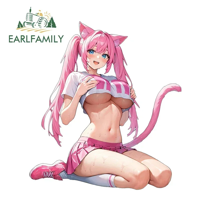 EARLFAMILY 13cm x 11.7cm NSFW Cat Ears Loli Car Sticker Anime Waifu Soprts Clothes Windows Decal Creative Vinyl Motorcycle Decor