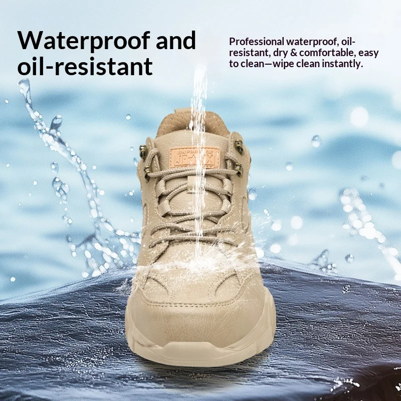 Men Steel Toe Safety Work Boots Anti‑Smash Puncture‑Proof Non‑Slip Wear‑Resistant Comfortable For Construction Warehouse Outdoor