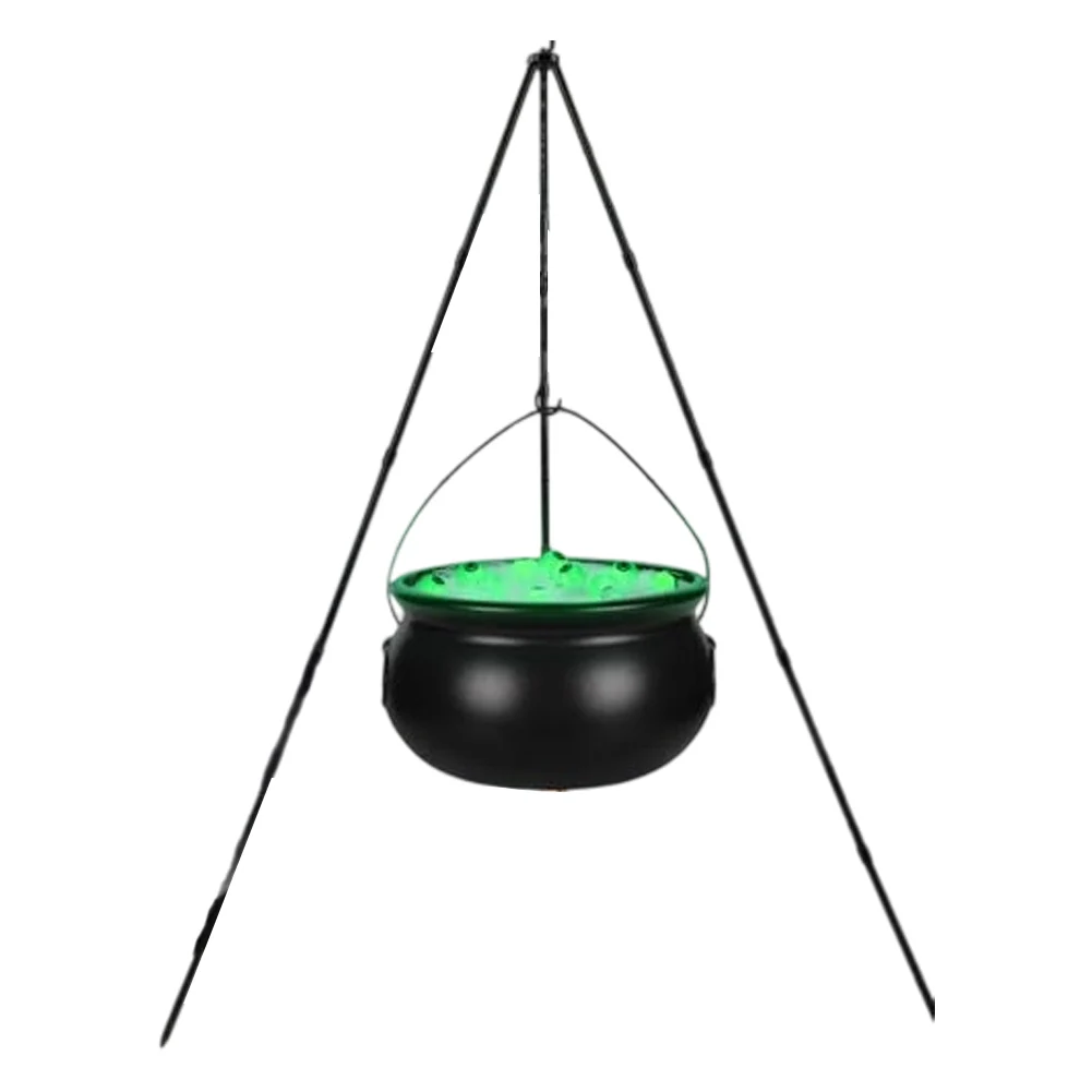 Spooky Halloween Witch Cauldron with Green Light Eyeballs for Outdoor Garden or Patio Decorations 12 5 Inch Diameter