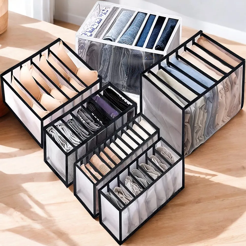 Foldable Closet Organizer for Underwear, Bras, Socks, and Ties - Adjustable Compartment Drawer for School and Home Storage