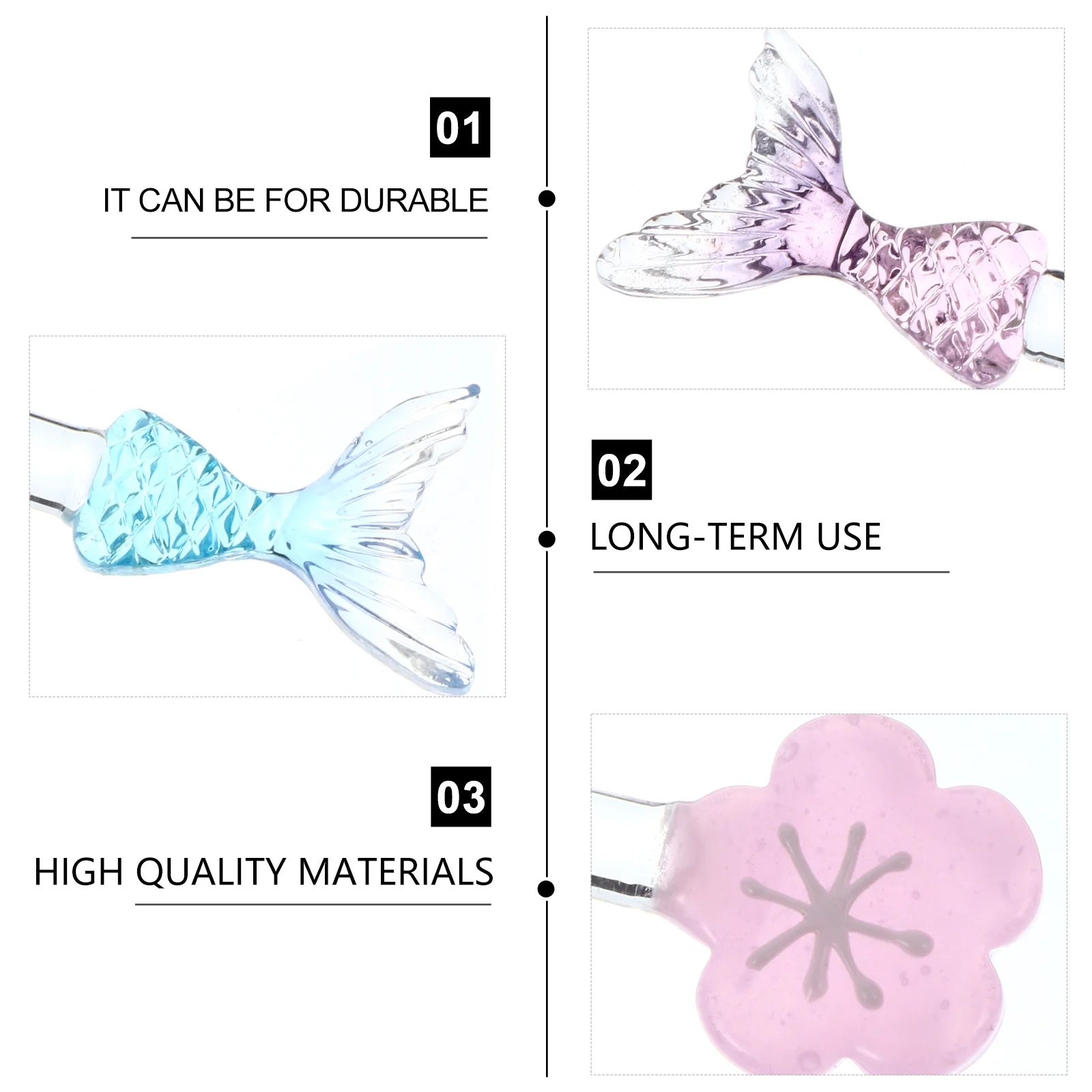 

4Pcs Long Handle Glass Stirring Sticks Creative Design Cocktail Juice Coffee Milk Mixing Rods Eco Friendly