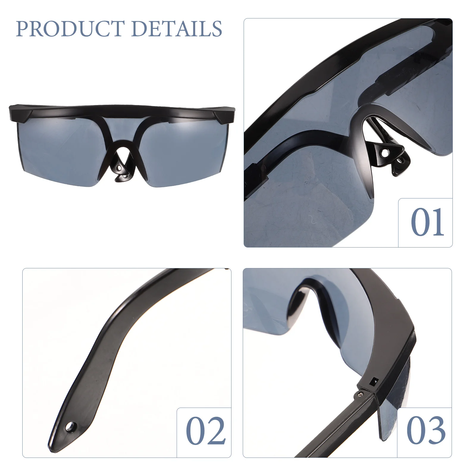 

Safety Glasses Welding Goggles Black Frame Gray Lens Durable Plastic Compact Lightweight Protective Eyewear Welding