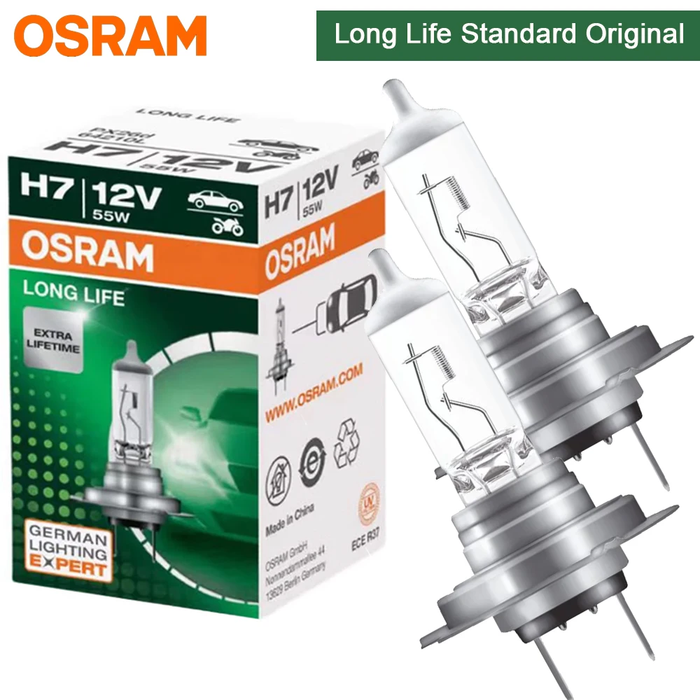 Lâmpada Halógena Original OSRAM H7 64210L 12V 55W Lâmpada Padrão 3200K Qualidade OEM Longa Duração 2PCS/CAIXA