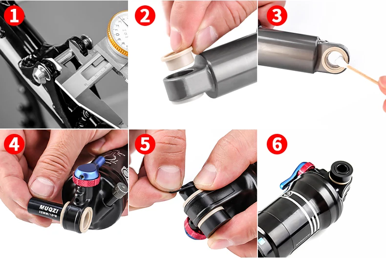 MTB Hintere Stoßdämpfer Buchse 22 24 25 30 32 44 50 52 54 68mm Fahrrad Hinterradaufhängung Stoßdämpfer DU Buchse Unterlegscheibe ID 8mm OD 12mm – Detail 9