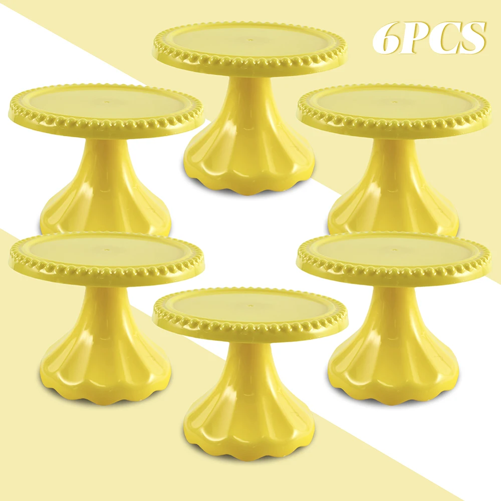 Set Of 6pcs Mini Cupcake Stand Plastic Cupcake Holder Serving Plate For Wedding Birthday Party Decorations Fiesta Decor