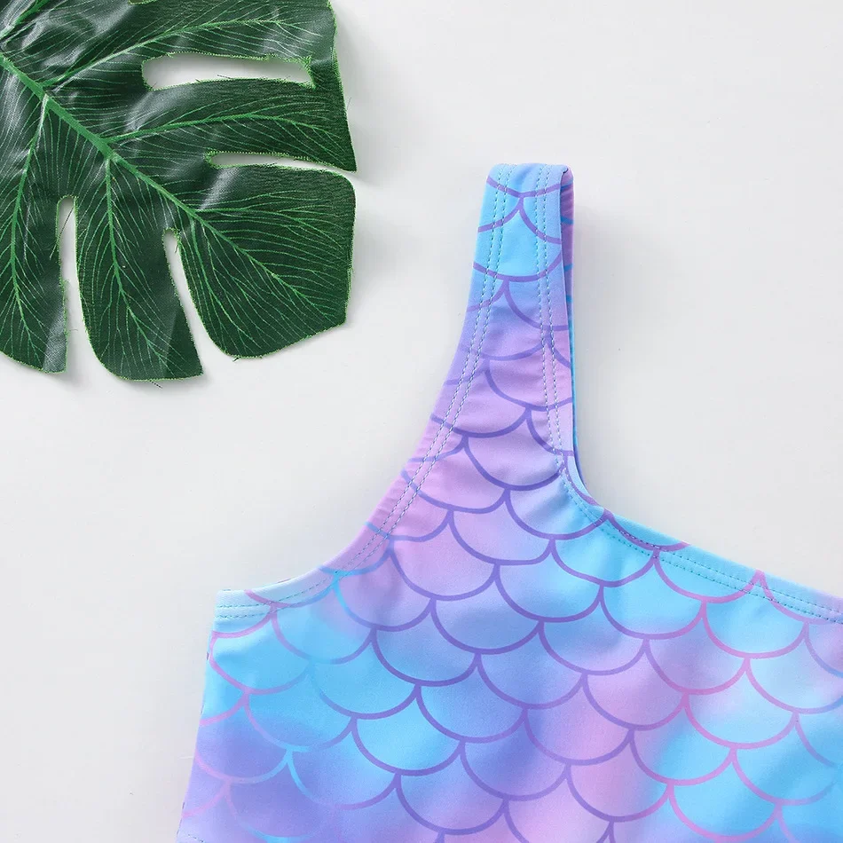 Girls Swimsuit Fashion Mermaid Fish Scale One-Piece Bathing Suits Children Girls Bathing Suits Two-pieces Girls Bikini Swimsuits