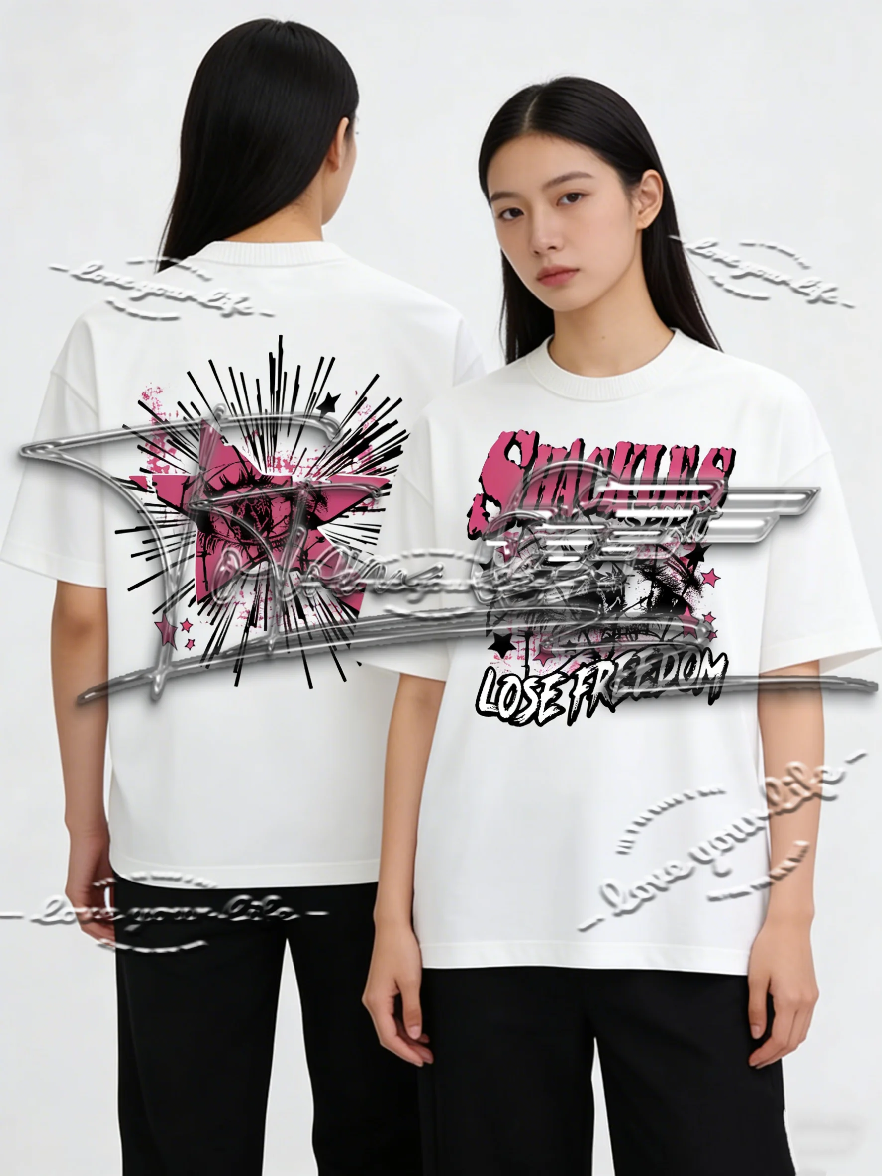 

Новое поступление лета 2025: креативные футболки для мужчин и женщин, модные футболки в уличном стиле в американском стиле ретро с буквенным принтом