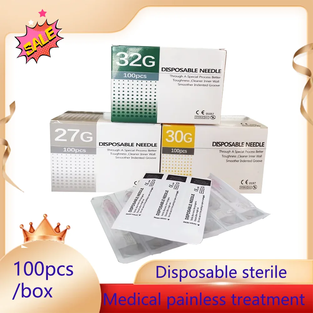 

100 шт. = одна коробка. Набор ультратонких безболезненных маленьких игл 30G (4 мм, 13 мм, 25 мм) и шприцев для косметических процедур.
