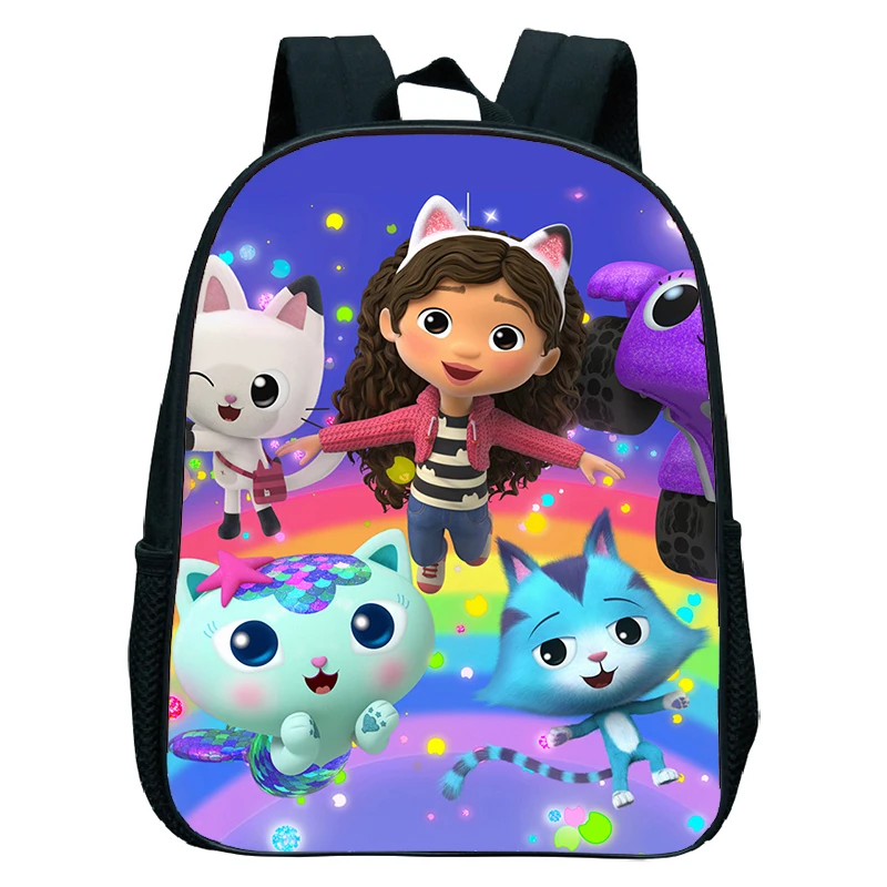 Children Gabbys Dollhouse Backpack Kids Kawaii School Bag Gabby Cats Kindergarten Bookbag Toddler Girls Backpacks 12Inch Mochila