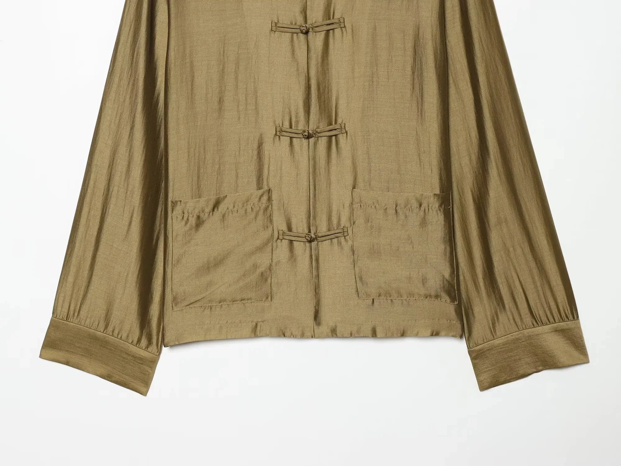 KONDALA Lässige Chic Damenbluse, einfarbig, O-Ausschnitt, einreihig, Langarm, mit Taschen, lockeres Hemd, Mode 2026 Sommerurlaub Bluse – Detail 13