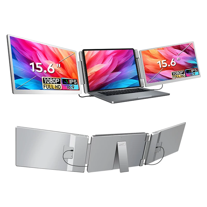

2025 New Multiscreen 15.6 Inch LCD 1920*1080P IPS Laptop Triple Portable Monitor Extender for Gaming Compatible with Win Mac OS
