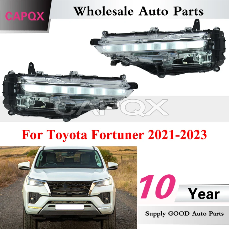CAPQX 1pair LED Daytime Running Light For Toyota Fortuner 2021-2023 Foglight DRL Day Light Foglamp Fog Light