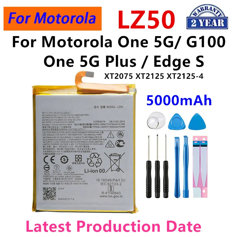 

100% Original LZ50 5000mAh Battery For Motorola Moto One 5G Plus/G100/Edge Phone Batteries+Tools