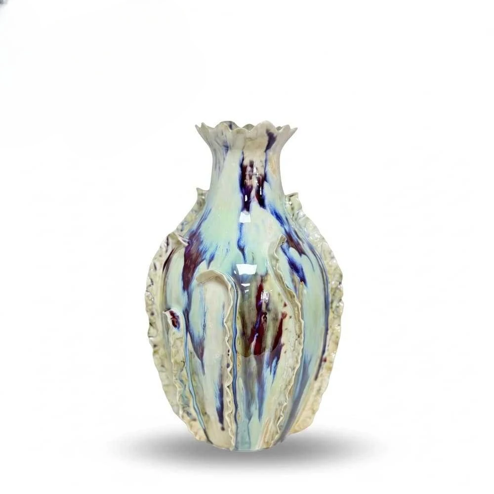 Multi-color flow glaze bud group ceramic vase modern art soft decoration