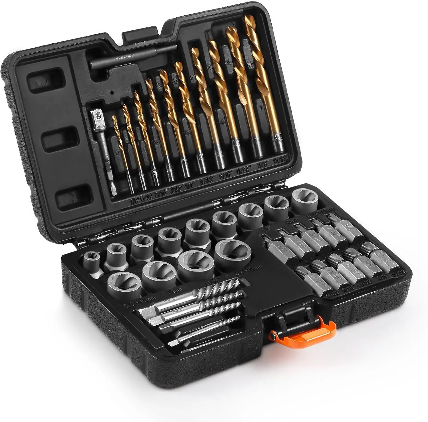 

40 Pc Bolt & Screw Extractor Set with Left Hand Cobalt Drill Bits for Broken, Stripped, Rusted Bolts & Nuts
