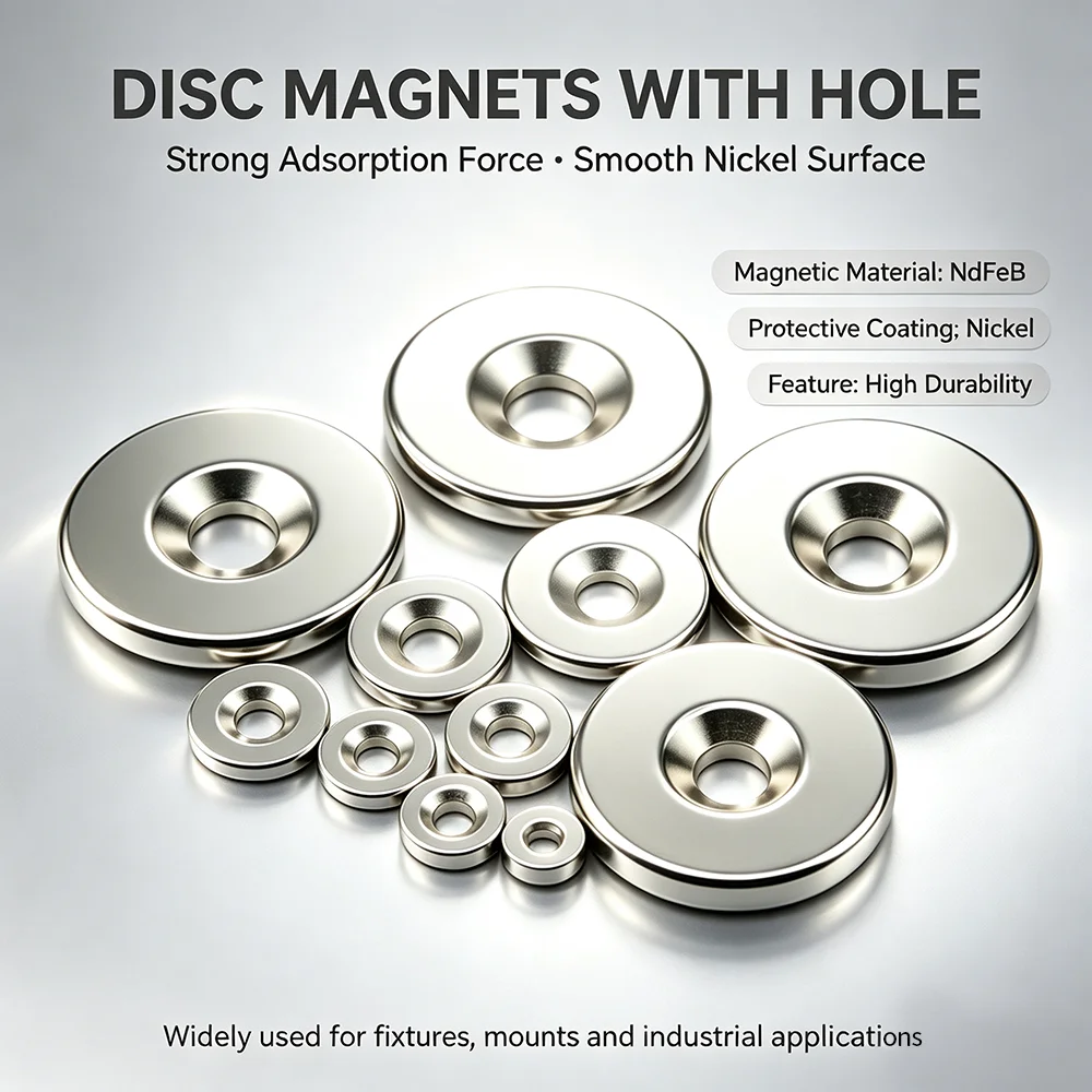 Powerful Round Magnets N35 Ndfeb Permanent Neodymium Magnets with Countersunk Hole for DIY Craft and Industrial Fixing