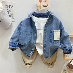 Boys Baby's Kids Blouse Jacket Outwear 2023 New Jean Spring Autumn Shirts Cotton Gift Plus Size Children's Clothing