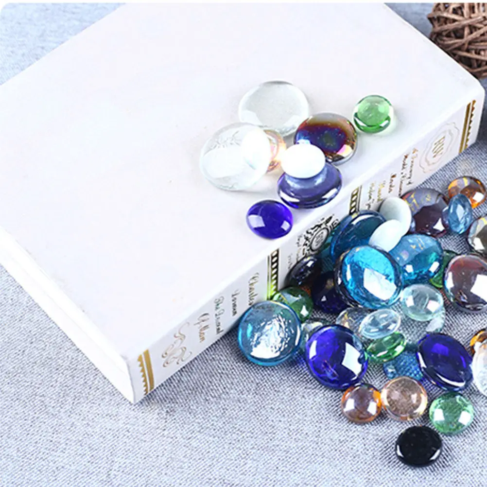 80Pcs Colorful Glass Flat Beads Stylish Crack Texture Fine Workmanship for Necklace Bracelet Anklet Curtain Lighting