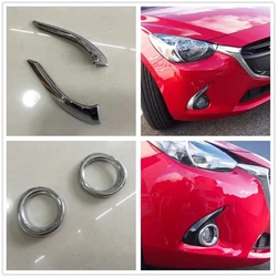 For Mazda 2 Demio 2015 2016 2017 2018 2019 ABS Chrome Front Foglight Frame Cover Fog Light Eyebrow Trim Car Styling Accessories