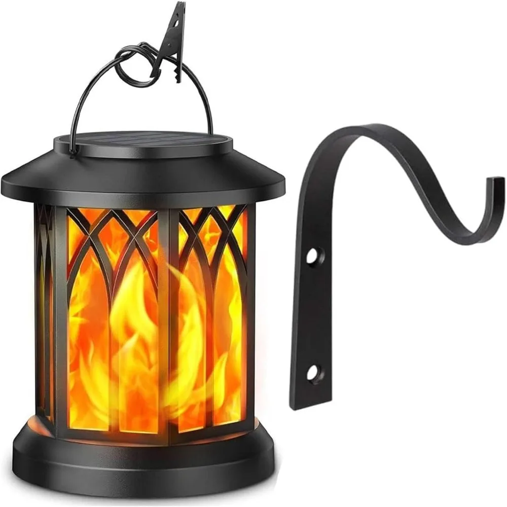 

LED Flickering Flame Solar Light Waterproof Hanging Garden Lantern High Power Auto On/Off Halloween Decorations Lights
