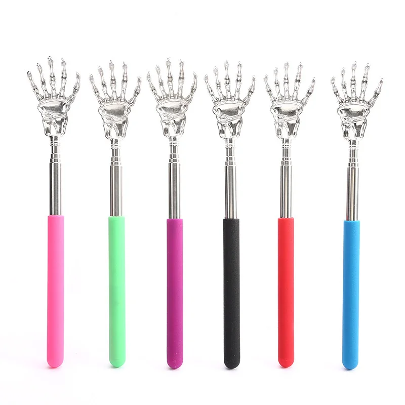 Telescopic Skull Hand Scratcher, Stainless Steel Telescopic Anti-itch Scalp Massager with Comfort Grip Handle for Adults