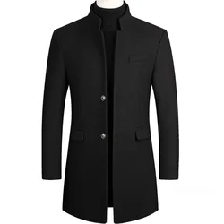 Mannen Lange Trenchcoats Kasjmier Wol Blends Winter Jassen Nieuwe Mannelijke Warme Lange Jassen Mannelijke Business Casual Trenchcoats Maat 4XL