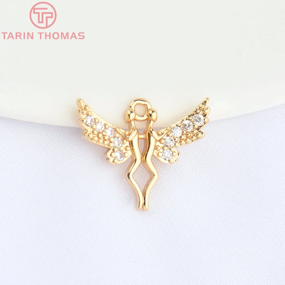 (4610)10PCS 14.5x18MM 24K Champagne Gold Color Brass Angel Charm Pendants DIY Jewelry Making Findings Accessories Wholesale