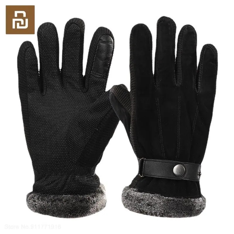 Youpin Men's Winter Gloves Suede Warm Gloves Touch Screen Plus Velvet Men Gloves Fashion Cold Protection Thick Man Outdoor Glove