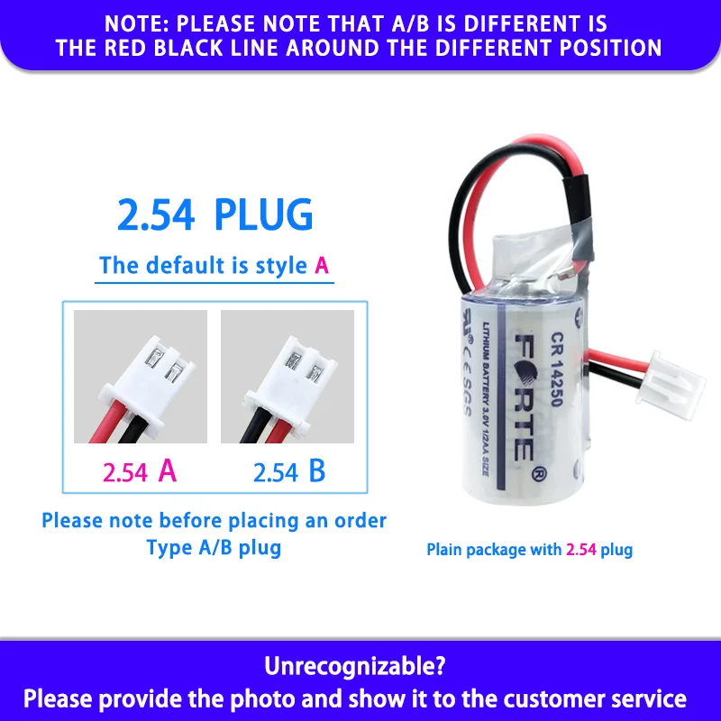 

Forte CR14250 Add XH2.54 Plug 3V Disposable Lithium Manganese Battery Instrument PLC Water Meter Dedicated Non-rechargeable