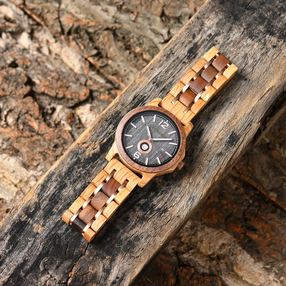 Wood Watch Japanese Movement Men\'s Quartz Wristwatch BOBOBIRD Top New Design Week Date Display Custom Watches Great Gift Box