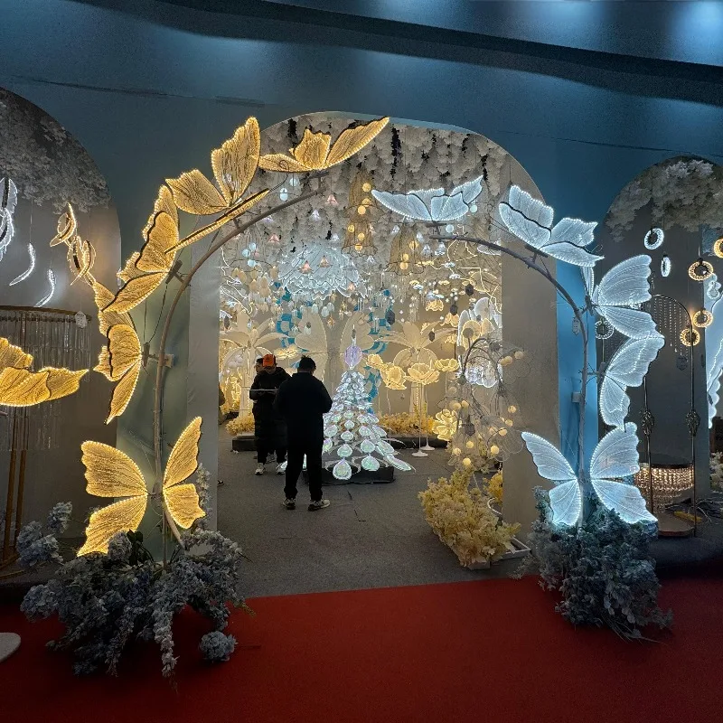 M523 luxury wedding arch stage background decoration new butterfly mobile