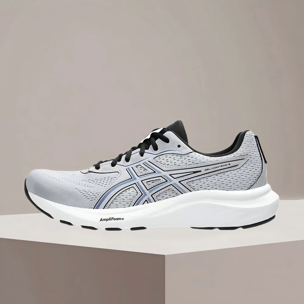 Кроссовки для бега ASICS GEL-CONTEND 9 с низким профилем – черно-белые, с комфортной легкой амортизацией, нескользящей подошвой и артикулом 1011B881-002 для мужчин.