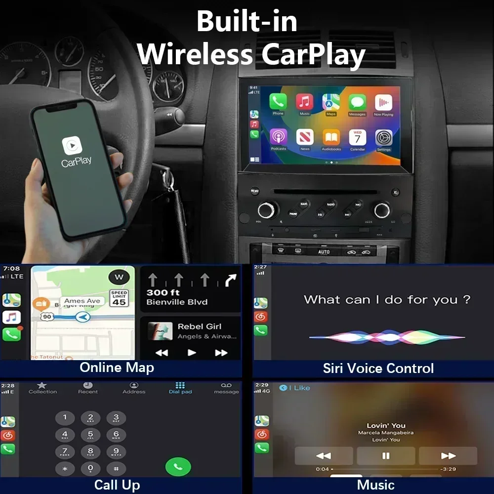 CHSTEK Autoradio Android 11 CarPlay für Peugeot 407 2004-2011 Video GPS Navigation Multimedia Player Bluetooth WiFi Android Auto