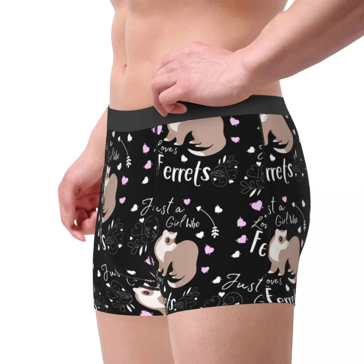 Cute Ferret Animal Men's Underwear Wildlife Rodent Weasel Boxer Briefs Shorts Panties Mid Waist Underpants for Homme S-XXL