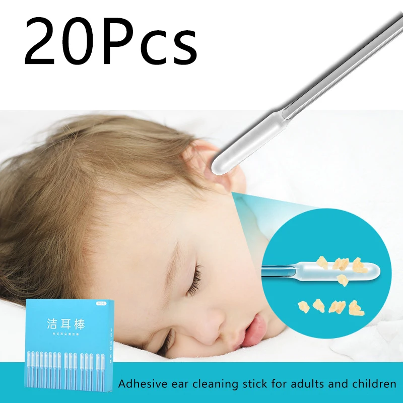 &20Pcs Upgrade Strong Adhesion Sticky Ear Pick Adhesive Ear Cleaner For Ear Cleaning Reusable Sticky Ear Sticks For Child Adult