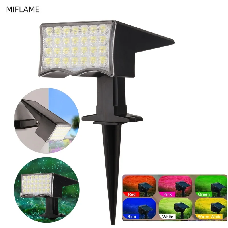 

Solar Garden Ground Lights Waterproof White RGB Solar Landscape Led Spot Light Lamps for Lawn Pathway Yard Two Lighting Modes