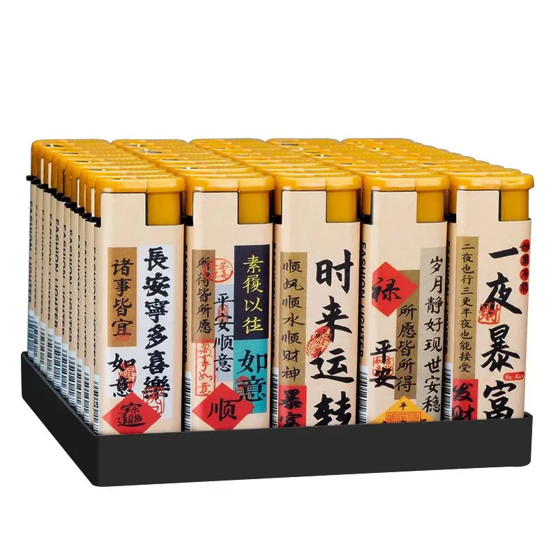 

new 50 pcs in a box, large windproof straight flush lighters, supermarket thickened explosion-proof household durable trend