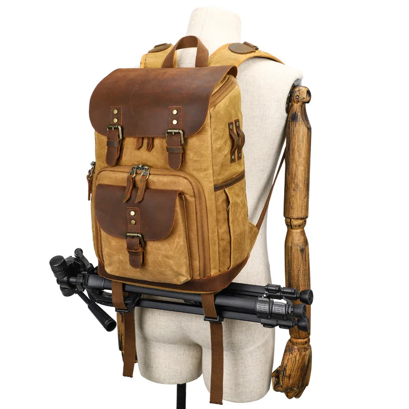 

Out shoulder photography backpack waterproof canvas multi-pocket retro collision color camera backpack shock resistant
