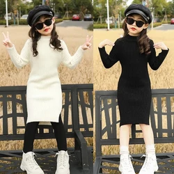 Autumn Winter Teen Girls Sweater Dress New Fashion Long Style Woolen Sweater For Girl Knitted Dress 3-12 Years Children Clothing