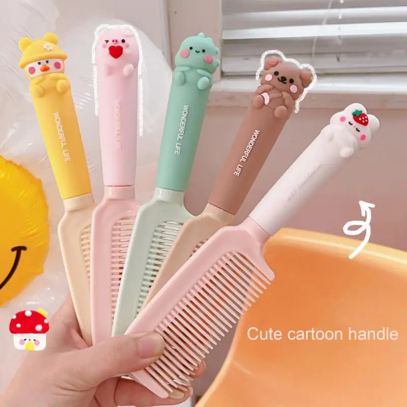 Cute Cartoon Baby Hair Brush Milk Tea Color Comb Kawaii Bear Bunny Soft Handle Resin Comb for Little Girl Hair Accessories