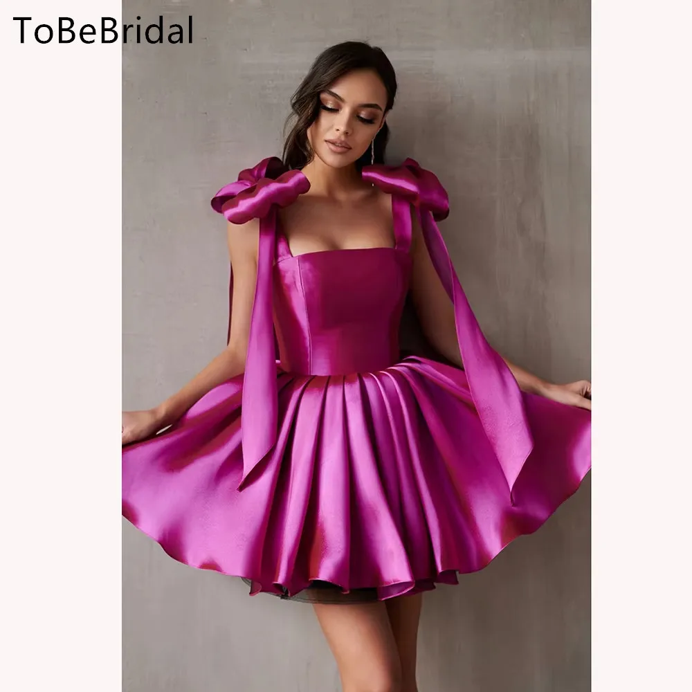 

Customized Satin Short Prom Dress Sweetheart A-line lace up Bow Homecoming Dress Youth Special Event Dress Vestido de Fiesta